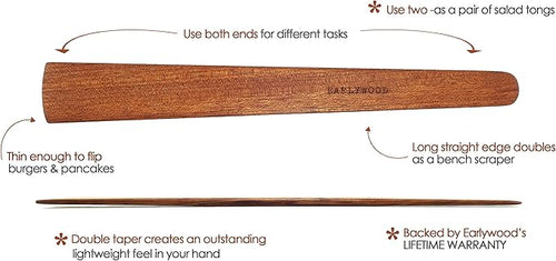 13 in Handmade Kitchen Cooking Utensil, Thin Dark Wood Saute Spatula, turning - Image 2