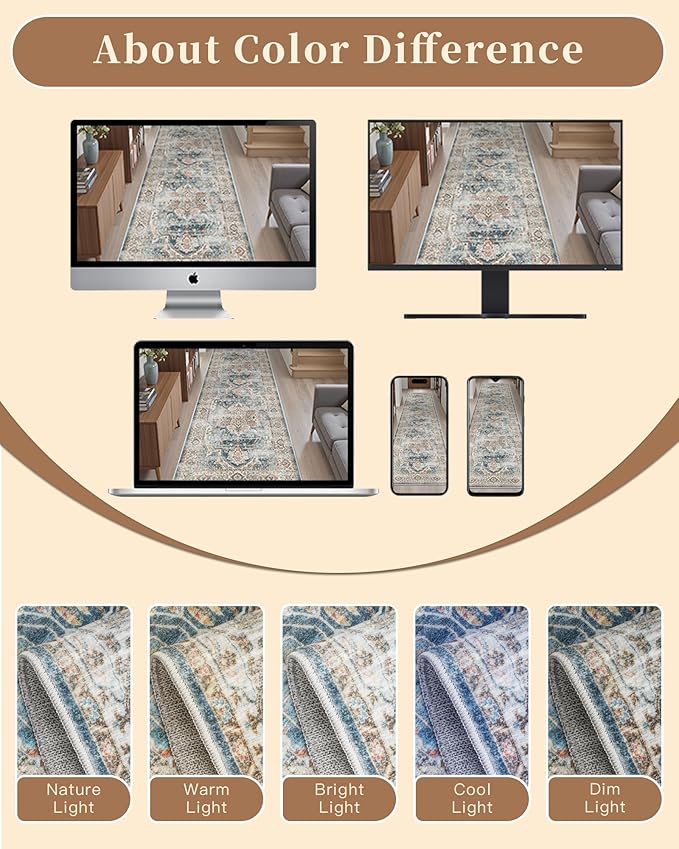 Madane Runner Rugs for Hallway 2x10 Long Washable Non-Slip Hallway Runner Rug - Image 9
