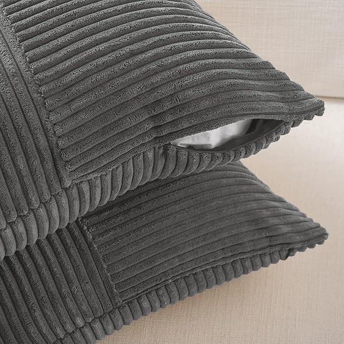 Fancy Homi 2 Packs Dark Gray Big Decorative Throw Pillow Covers 24x24 Inch - Image 4