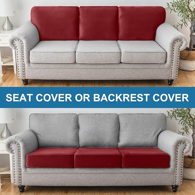 Couch Cover Stretch Velvet Sofa Cushion Cover 3-Piece - Image 5