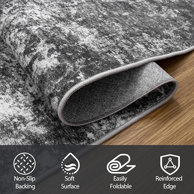 4x6 Area Rugs for Living Room Rug Washable: Abstract Rug for Dining Room - Image 4