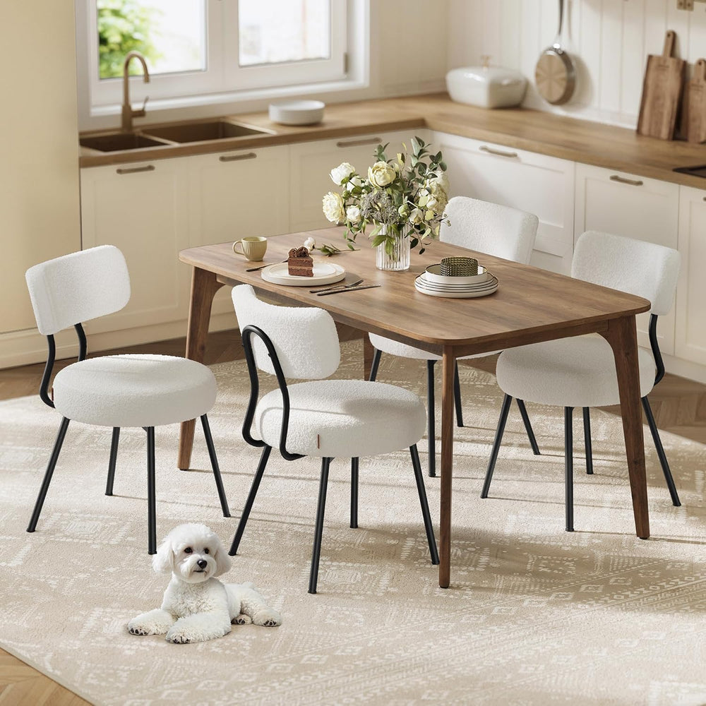 VASAGLE Boucle Dining Chairs Set of 4, Upholstered Kitchen Dining Room Chairs...