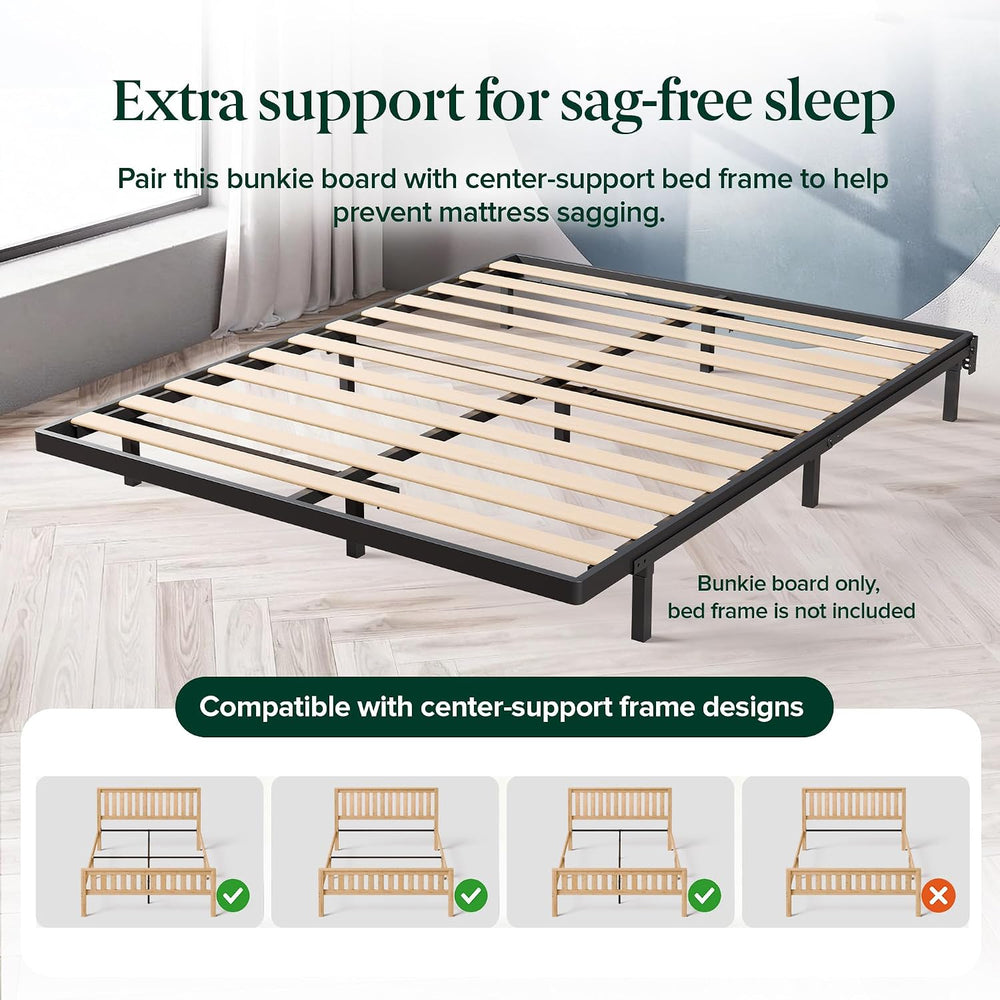 Zinus 1.6 Inch Deepak Easy Assembly Wood Slat Bunkie Board, Full