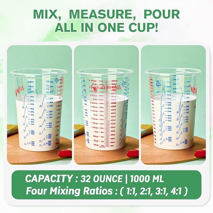 50 PACK Plastic Measuring Cups, 32 oz Disposable Mixing Cups, Measurement - Image 4