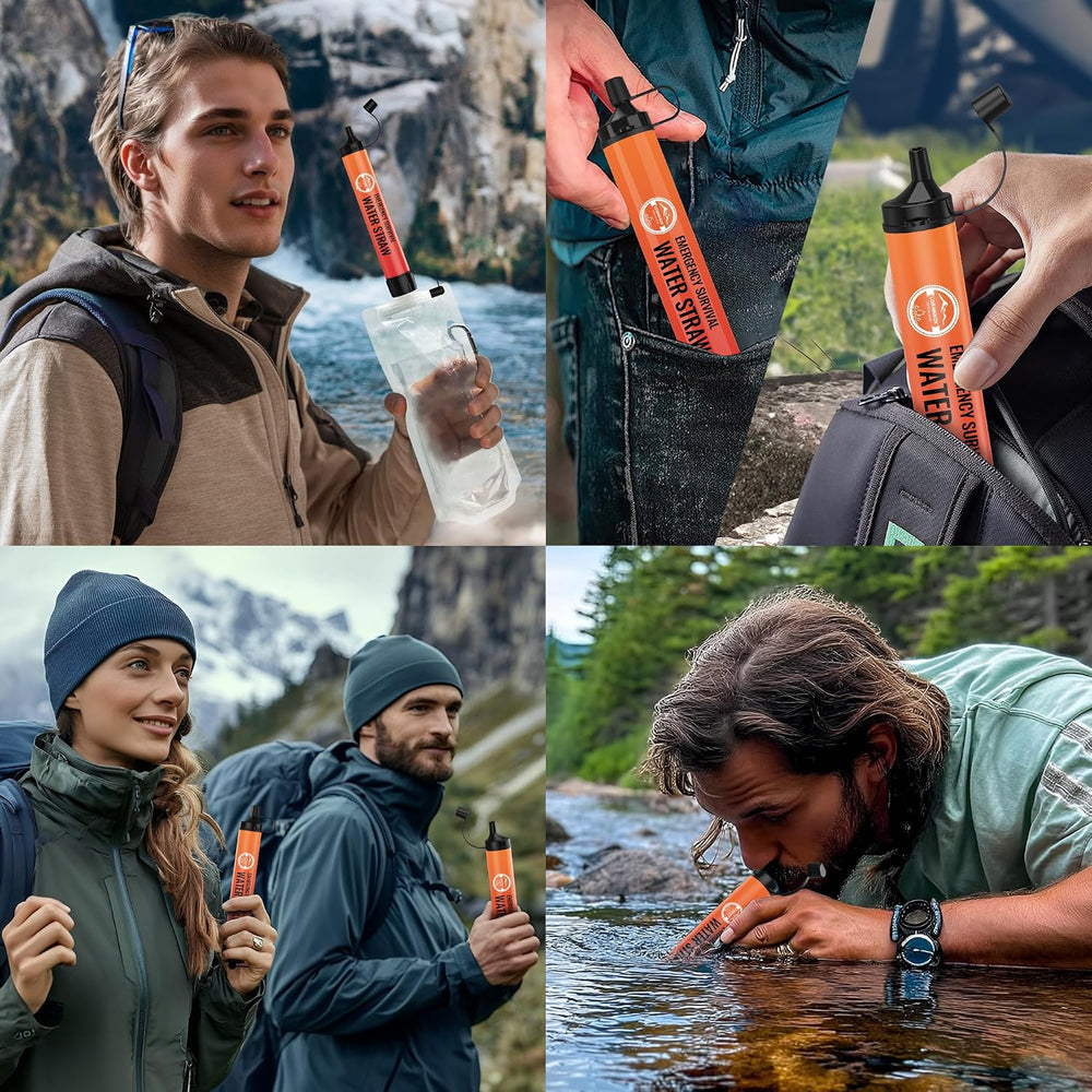 Straw Water Filter 8 Pack - Outdoor Camping & Hiking Survival Gear
