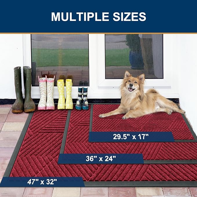 Smiry Front Door Mat Outside Entrance, Heavy Duty Sturdy Natural Rubber Doormat - Image 2