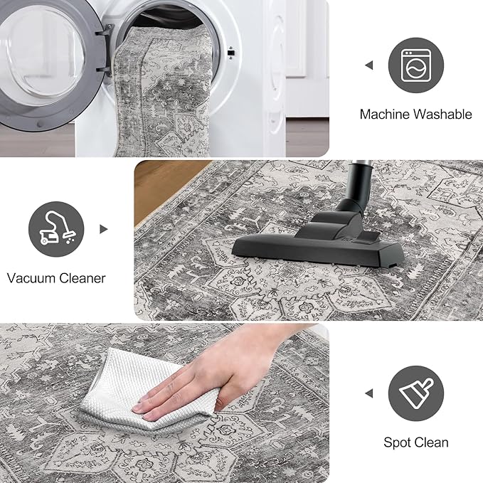 Yamaziot Washable Runner Rug, 2x5 Non-Slip Boho Vintage Hallway Rug Runner - Image 5
