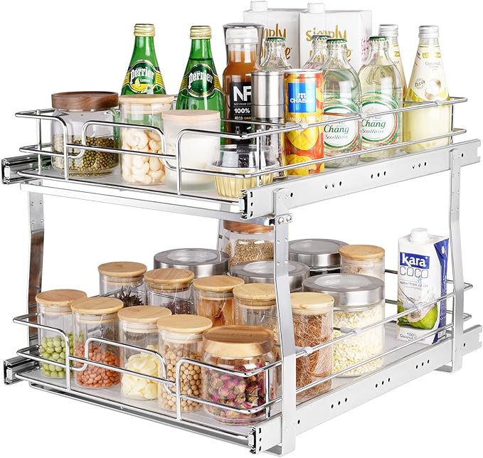 VEVOR 2 Tier 17"Wx21.2"Dx15.2"H Pull Out Cabinet Organizer, Heavy Duty Slide by VEVOR