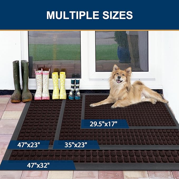 Smiry Front Door Mat Outside Entrance, Heavy Duty Natural Rubber Doormat - Image 6