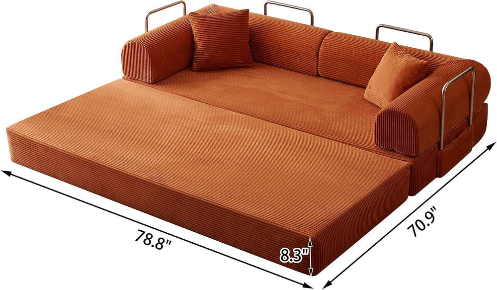 Eafurn 4-in-1 Boneless Convertible Sofa Bed, 79" Folding Mattress Couch ...