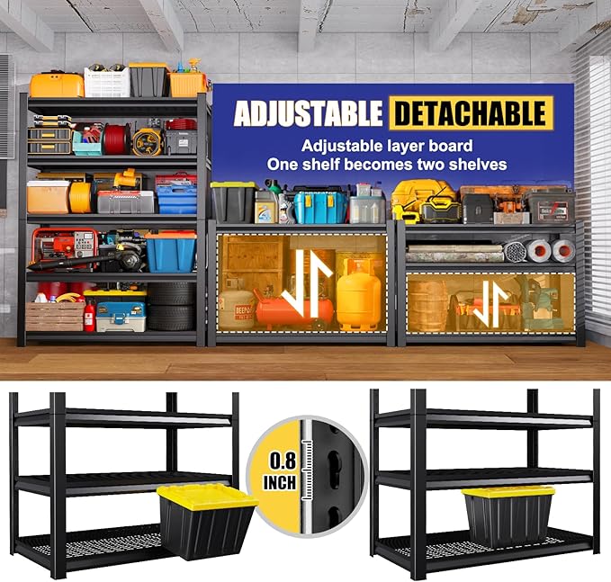 Garage Shelving-3000 lbs 5 Tier Storage Shelves, Adjustable Heavy Duty Metal - Image 4