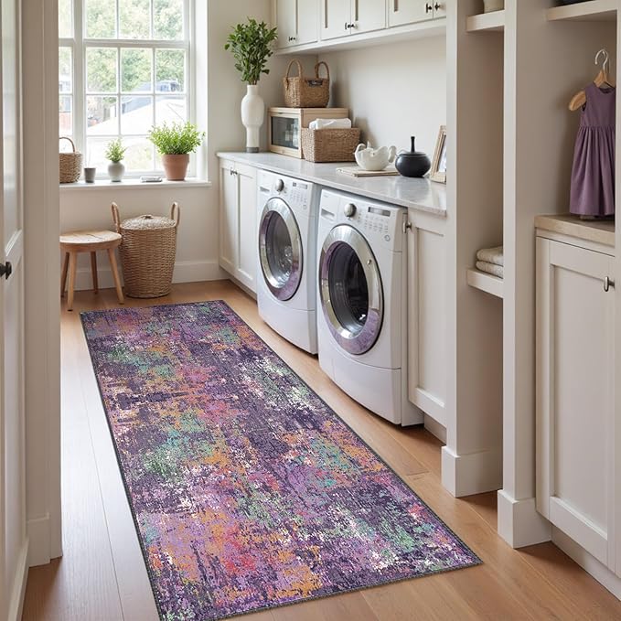 Washable Area Rugs 2'x10' Non-Slip Modern Abstract Soft - Image 3