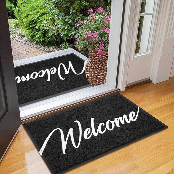 EARTHALL Door Mat 2-Pack Outside Inside Welcome Doormat 30"x17.5" Durable Floor by EARTHALL