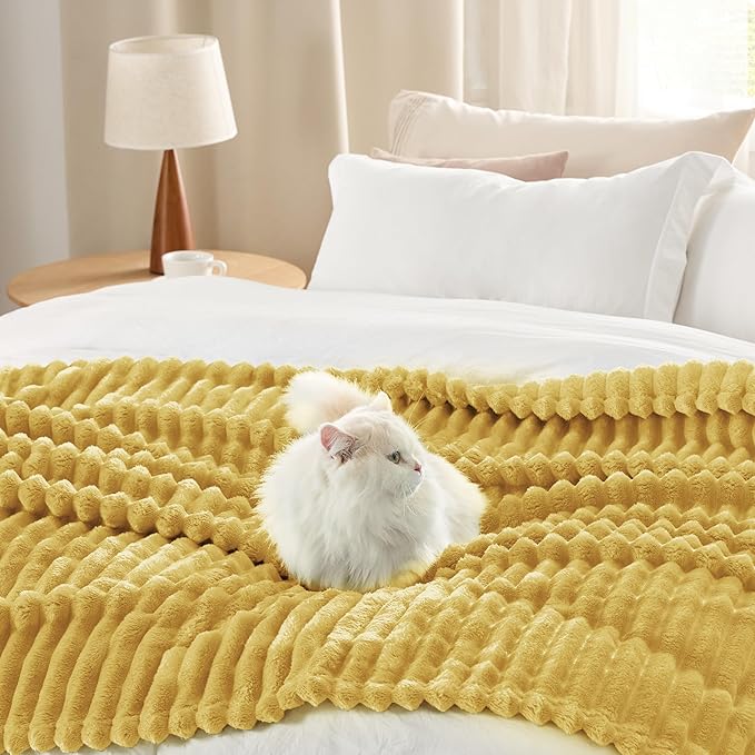 Bedsure GentleSoft Yellow Throw Blanket - Image 4