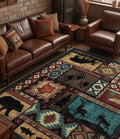 YIHOUSE Rustic Cabin Area Rug 6x9, Machine Washable Lodge Bear Rug, Non-Slip by YIHOUSE