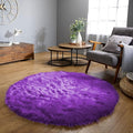 Latepis Round Fluffy Rug 5ft Purple Circle Rugs by Latepis
