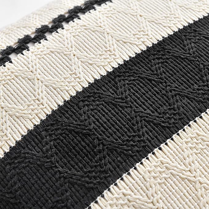 Fancy Homi Set of 1 Boho Black Euro Decorative Throw Pillow Cover 26x26 Inch - Image 4