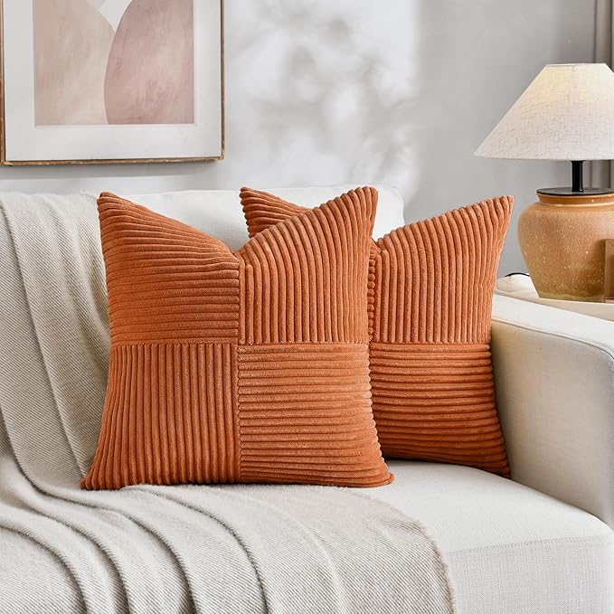 Fancy Homi 2 Packs Burnt Orange Decorative Throw Pillow Covers 18x18 Inch - Image 7