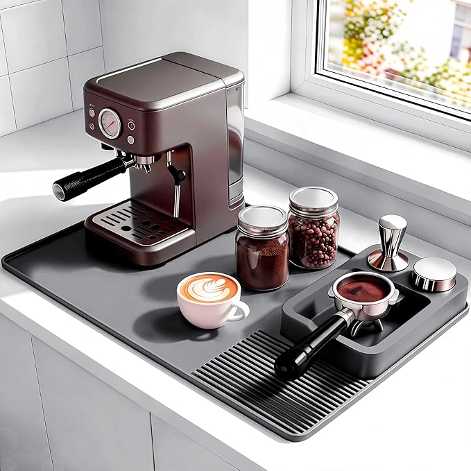 Silicone Coffee Mat and Espresso Tamping Mat, Detachable Espresso Coffee Bar by AIKANGBEI