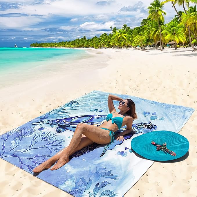 HIHOHO Beach Blanket Waterproof Sandproof Extra Large Beach Mat 79" X - Image 6