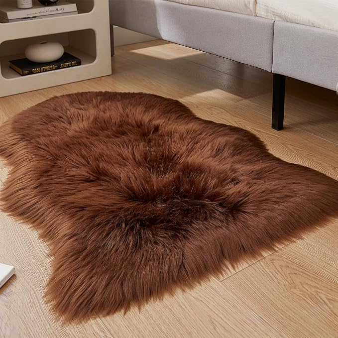 EasyJoy Ultra Soft Fluffy Shaggy Area Rug Faux Fur Rug Chair Cover Seat Pad - Image 3