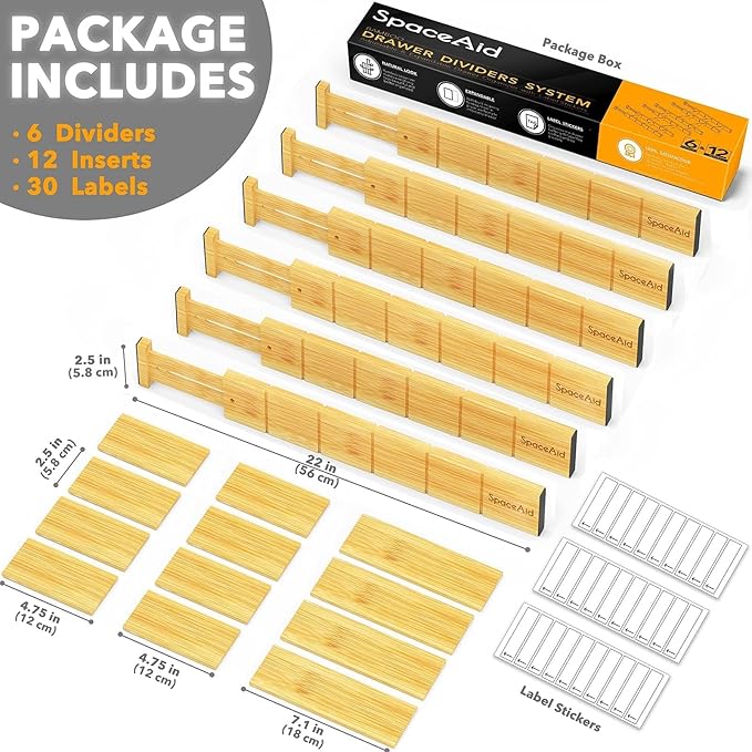 SpaceAid Bamboo Drawer Dividers - Image 4
