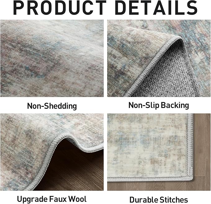 2'6''x8' Runner Rugs Washable Rug: Modern Abstract Hallway Runner Rug Indoor - Image 5