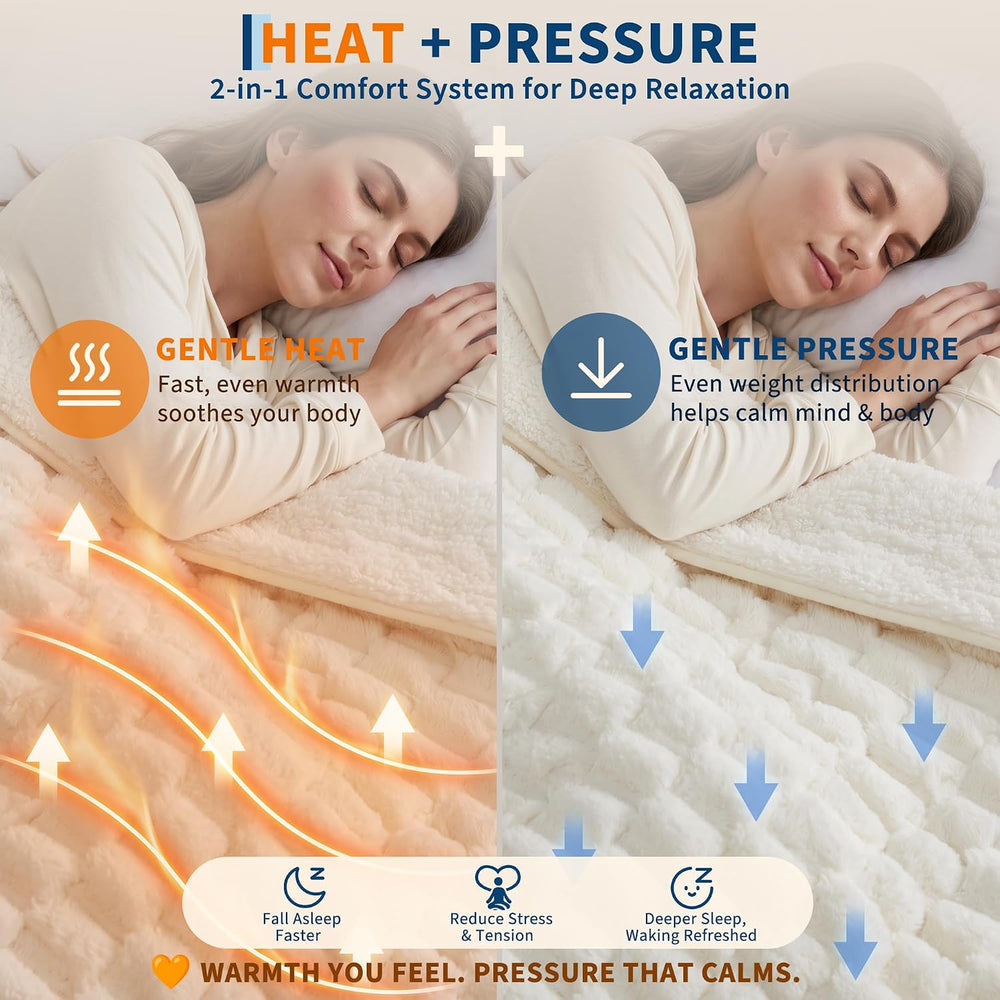 Garvee Heated Weighted Blanket for Adult 15 lbs, 48 x 72 inches, White