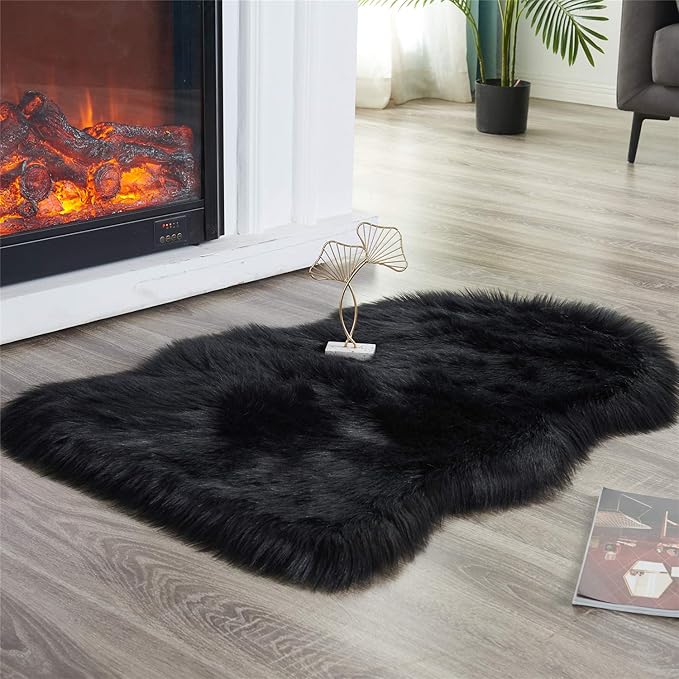 EasyJoy Ultra Soft Fluffy Shaggy Area Rug Faux Fur Rug Chair Cover Seat Pad - Image 4