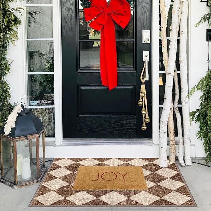 Front Door Rug - 2x3 Brown Beige Non-Slip Washable Doormat Indoor Outdoor Mat - Image 7