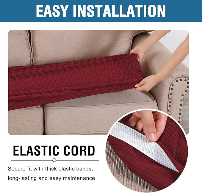 H.VERSAILTEX Super Stretch Individual Seat Cushion Covers Sofa Covers Couch - Image 5