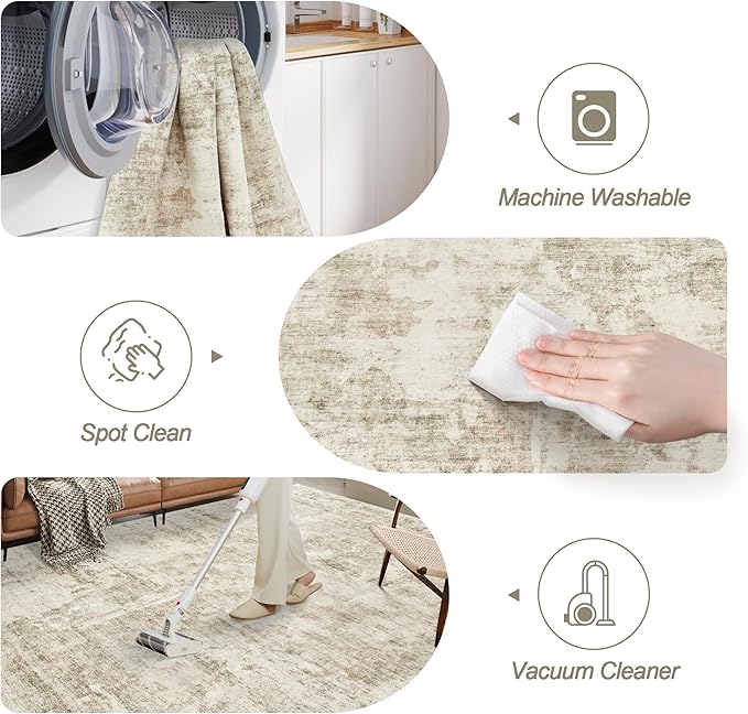 6x9 Abstract Area Rugs for Living Room 6 x 9 Washable Non Slip Low Pile Gray - Image 6