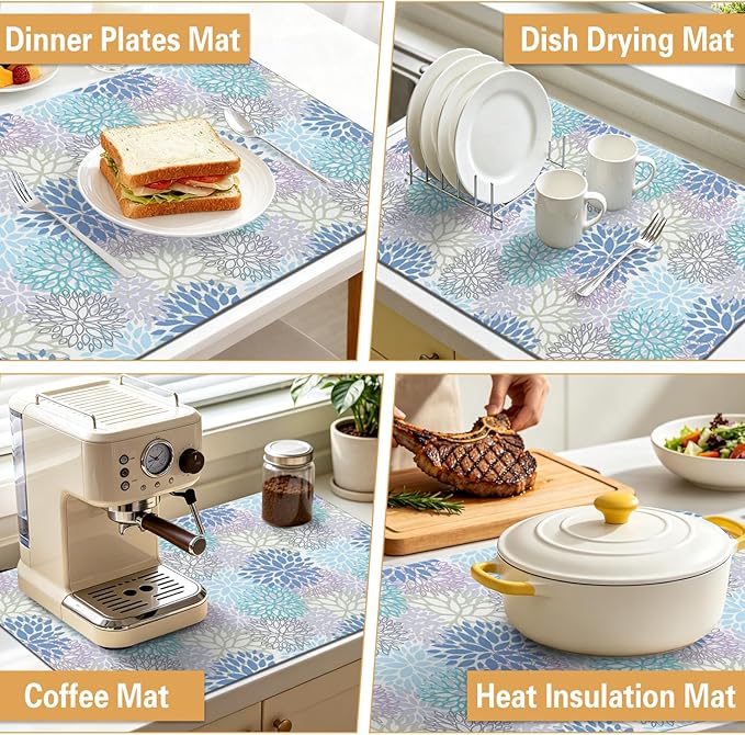 Kitchen Countertop Dish Drying Mat, Super Absorbent Coffee Bar Mat - Image 6