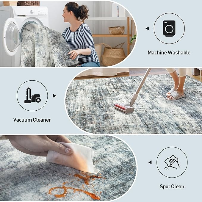 5x7 Area Rugs Washable Rug: Modern Abstract Living Room Rug Soft Anti-Skid Thin - Image 3