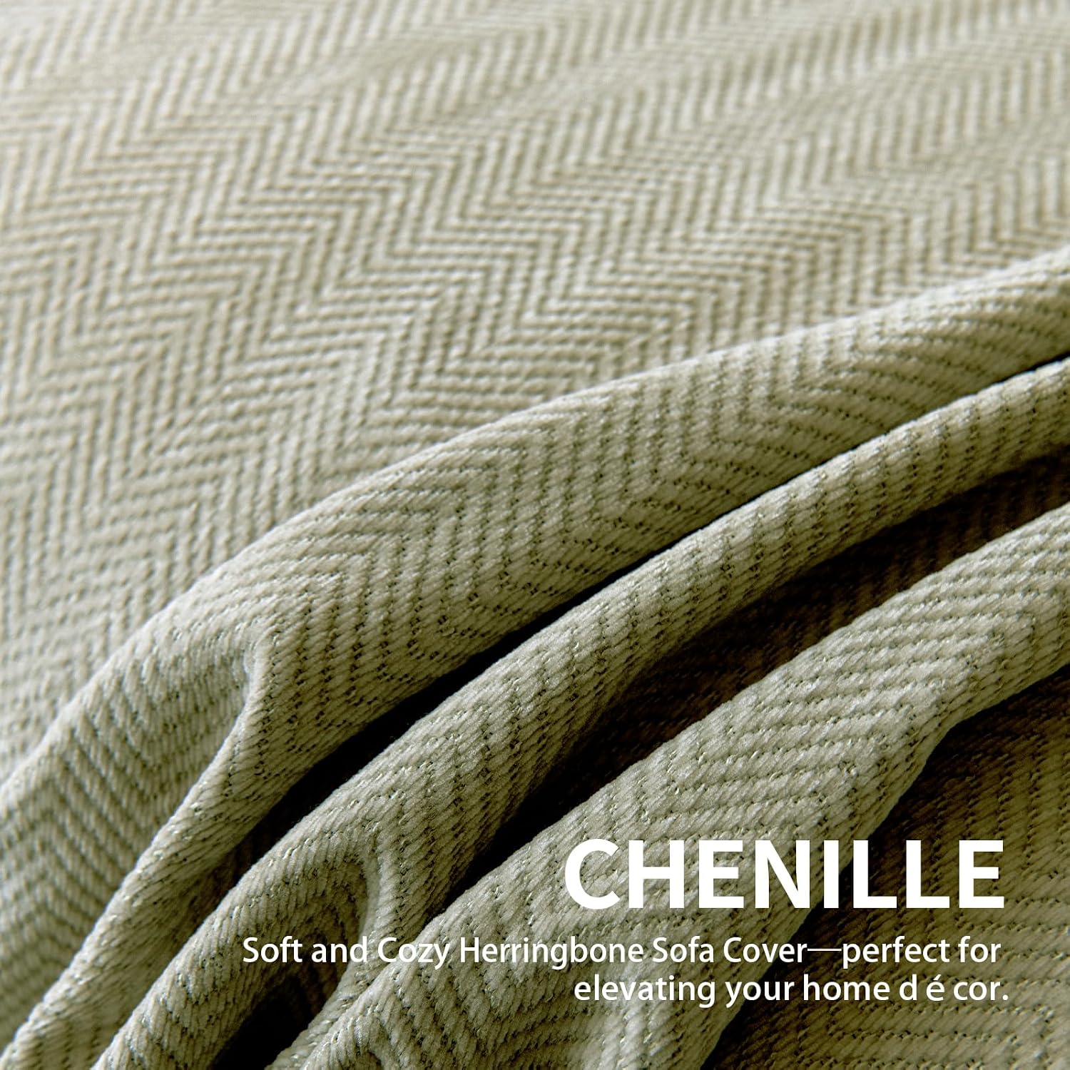 Couch Covers for Dogs 3 Cushion, Loveseat Slipcovers Washable, Pet L Shape Sectional Couch Protector, Boho Sofa Blanket Cover, Herringbone Chenille, Green, 91"x134"