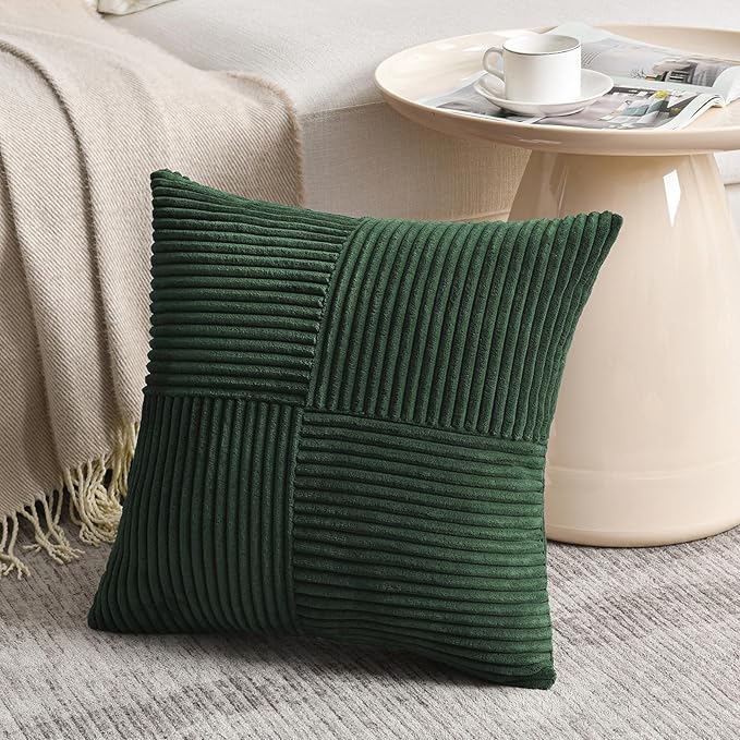 Fancy Homi Set of 2 Dark Green Samll Decorative Throw Pillow Covers 14x14 Inch - Image 4
