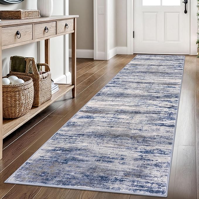 KOZYFLY Modern Abstract Hallway Runner Rug, 2.6x8 Washable Rug Runner Non-Slip by KOZYFLY