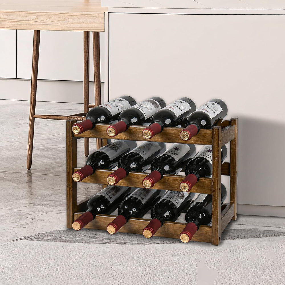 VASMIA Bamboo Wine Rack, Sturdy and Durable Wine Storage Cabinet Shelf, Wine ...