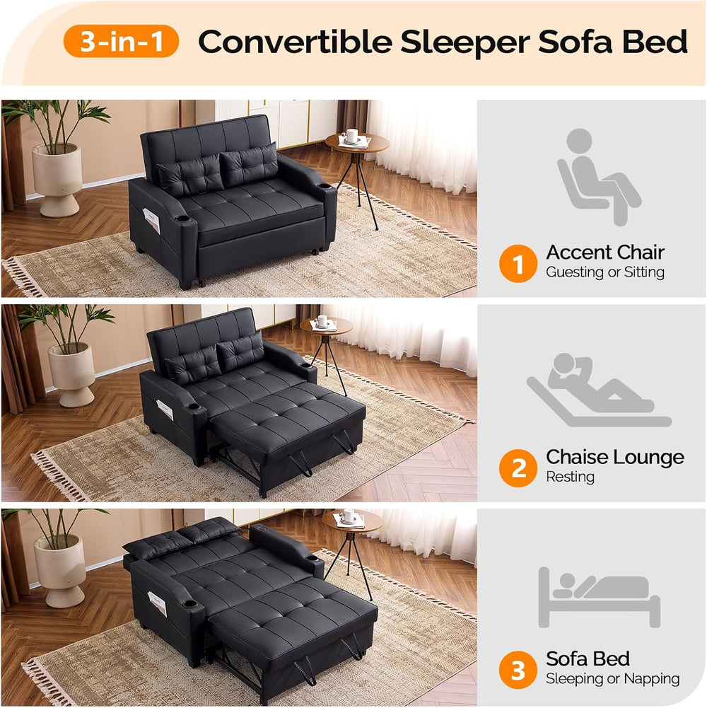 VINGLI Convertible Loveseat Sleeper Sofa Bed, Pullout Couch for Living Room
