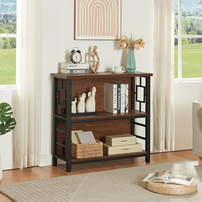 HOMISSUE Book Shelf, 3 Tier Small Bookshelf with Storage, Engineered Wood and...