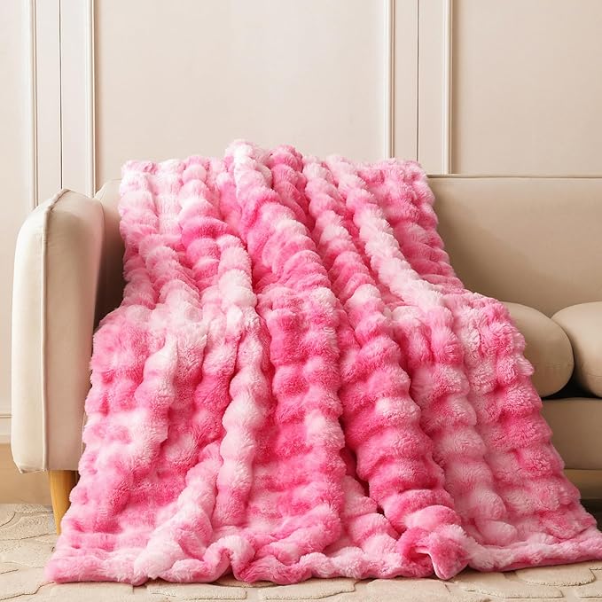 COOVA Faux Fur Throw Blanket for Couch, Cozy Soft and Fuzzy Plush Rabbit Fur - Image 2