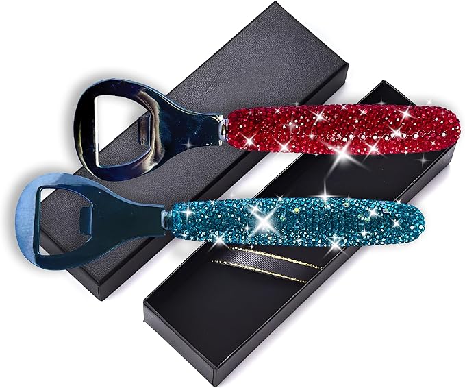 Handcrafted Blue Crystal Bling Beer Opener – Sparkle Diamond Bottle Openers - Image 3