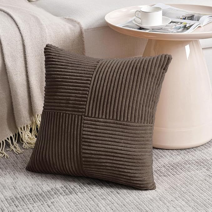 Fancy Homi 2 Packs Dark Brown Euro Decorative Throw Pillow Covers 28x28 Inch - Image 2