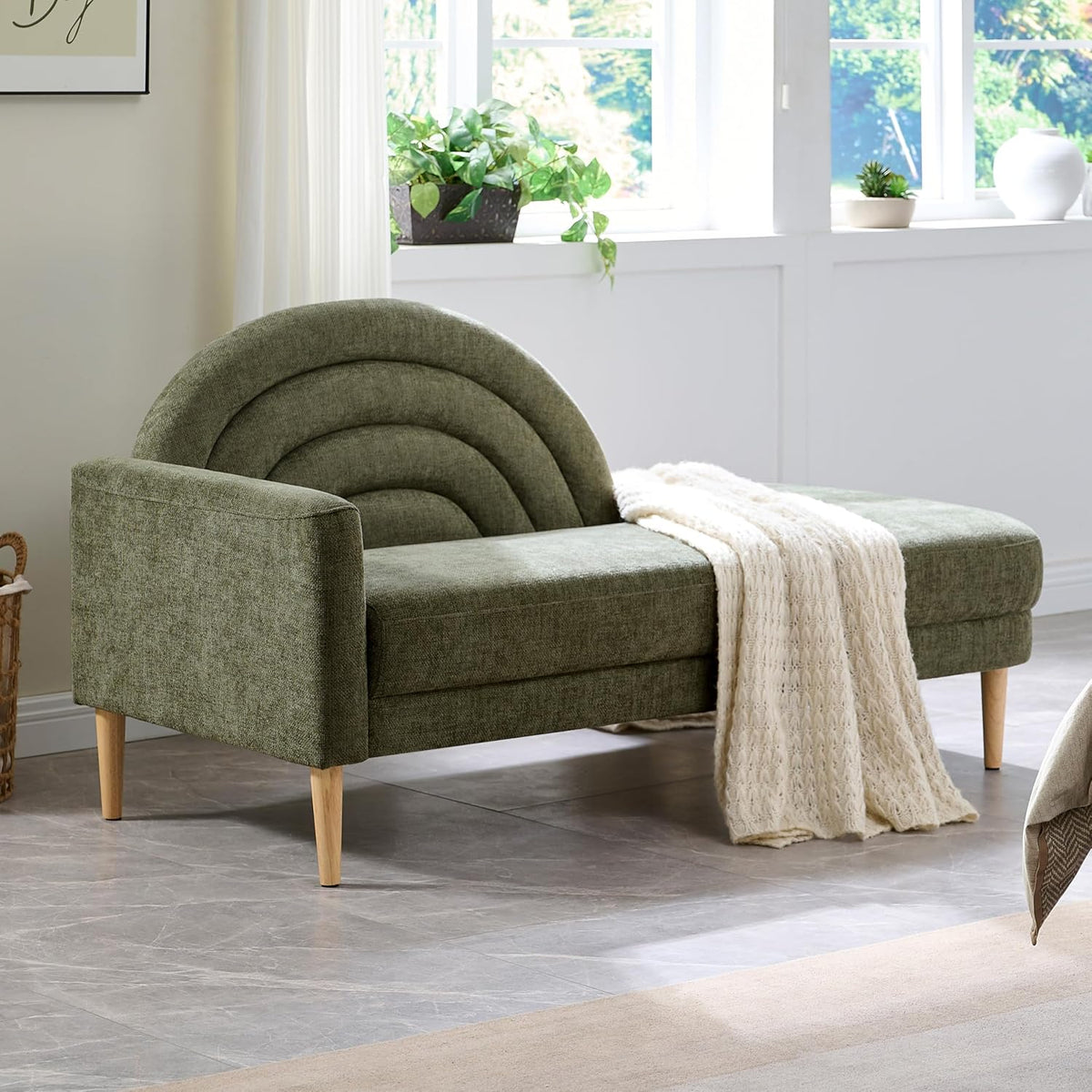 62.2" linen chaise lounge chair indoor with right, main product view