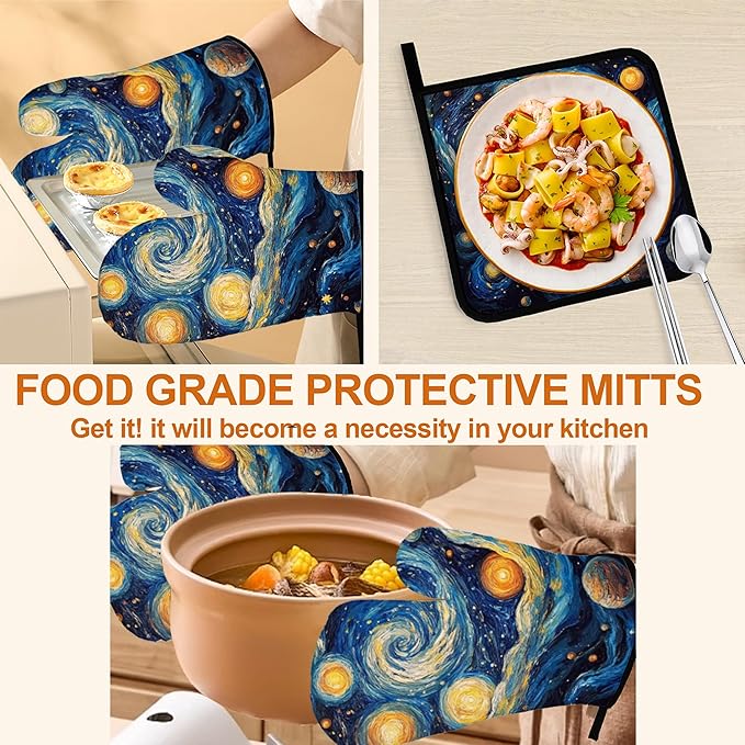 Abstract Starsky Oven Mitts & Potholder Set of 4 - Image 5