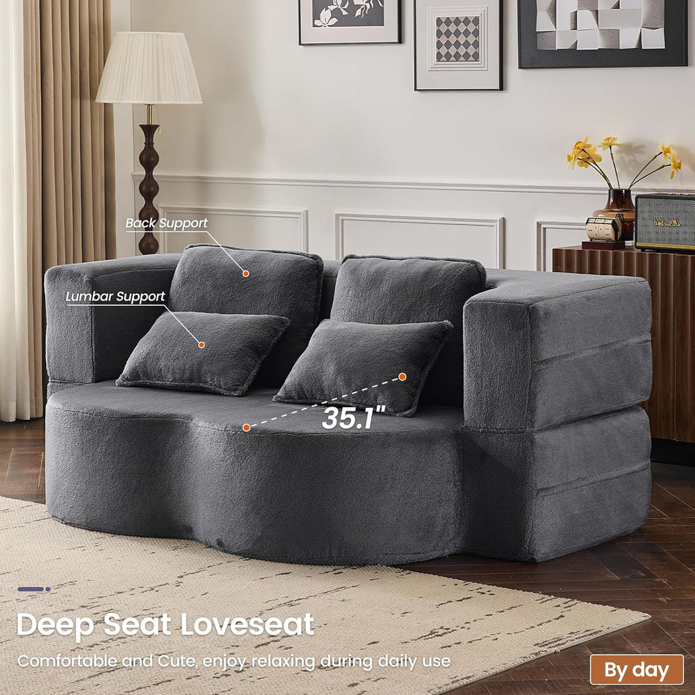 78” Convertible Sofa Bed, Full Size Sleeper Couch, Grey