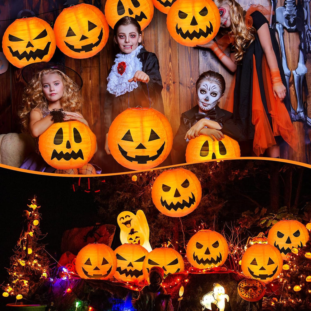 Retisee 24 Pcs Halloween Paper Lanterns Jack O Lantern 12 Inch,Pumpkin