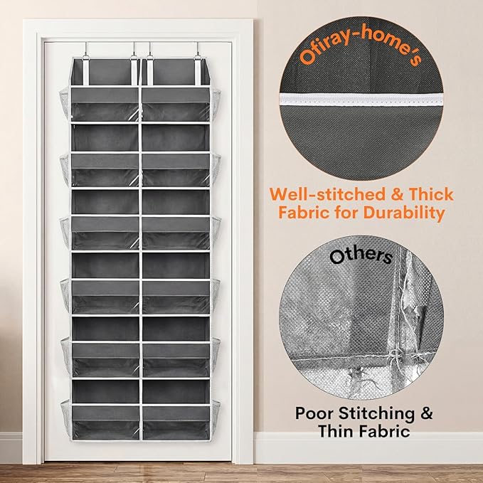 2 Pack Over The Door Organizer 6 Tiers, Extra Large Behind Door Storage of 12 - Image 7