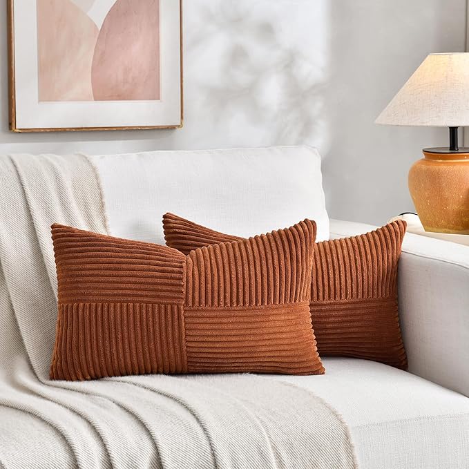 Fancy Homi 2 Packs Rust Lumbar Decorative Throw Pillow Covers 16x28 Inch - Image 7