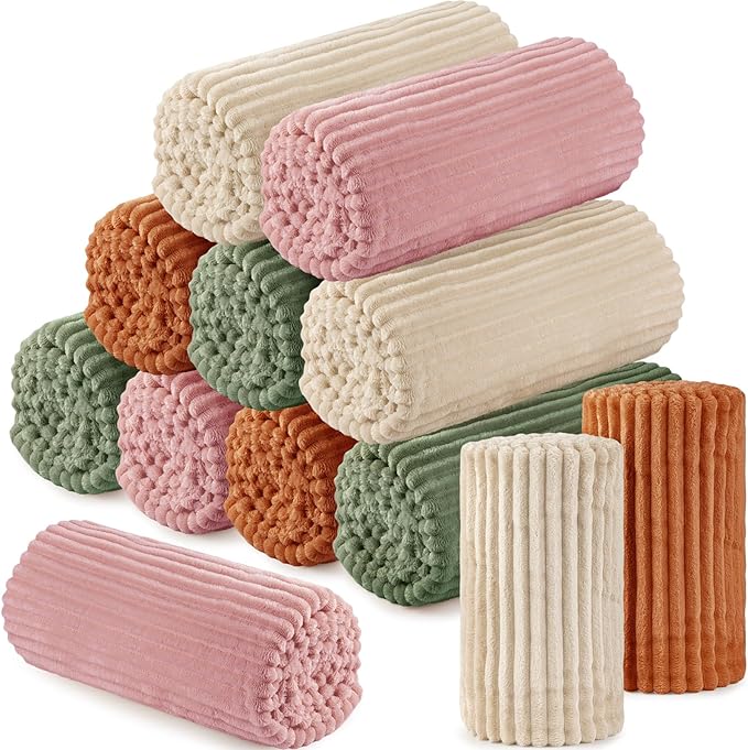 Buryeah 12 Pcs Flannel Throw Blanket Bulk 50 x 60 in Sleepover Blanket Outdoor by Buryeah